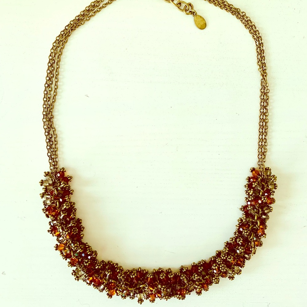 Amber + Copper Beaded Necklace